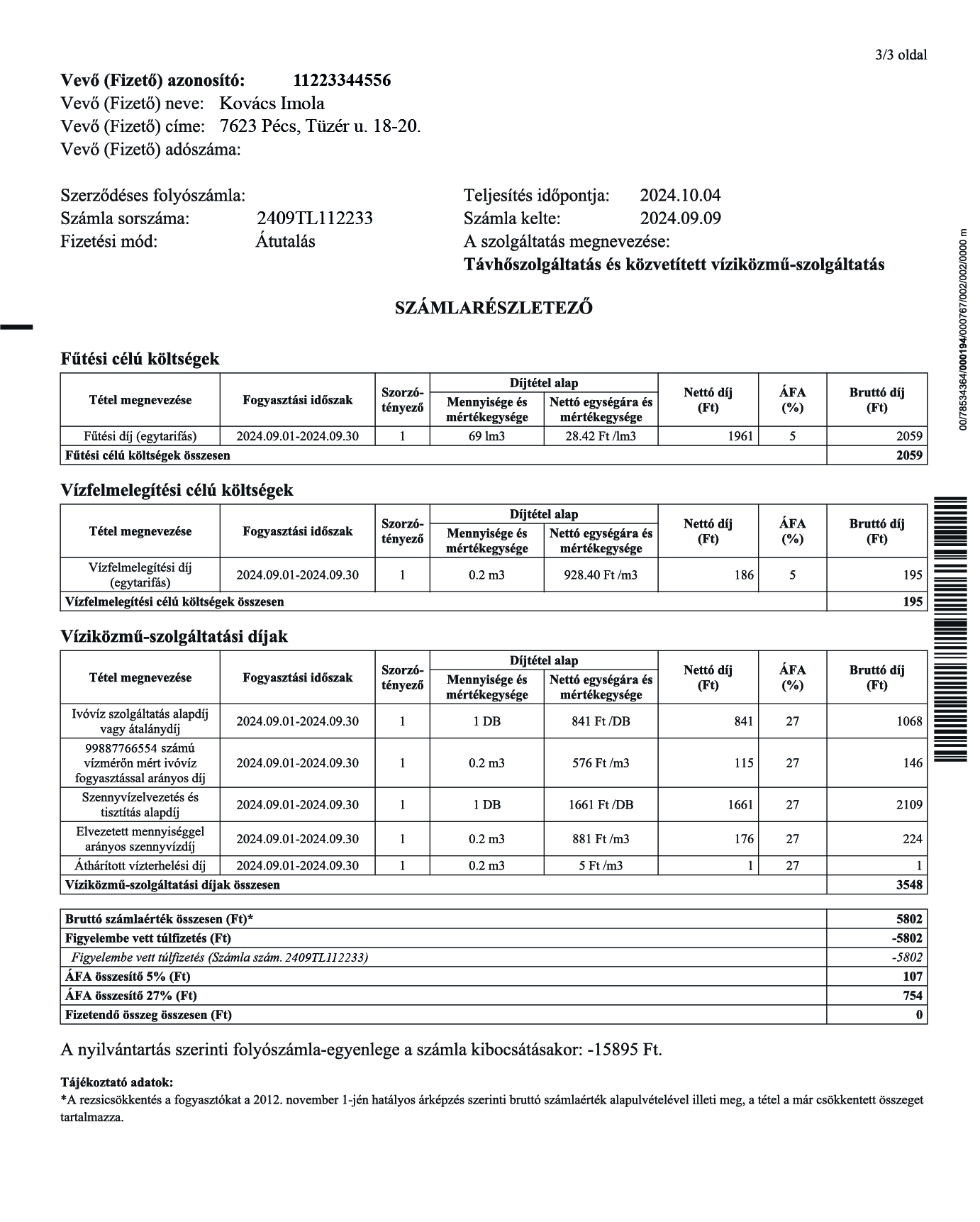 Távhőszolgáltatási részszámla